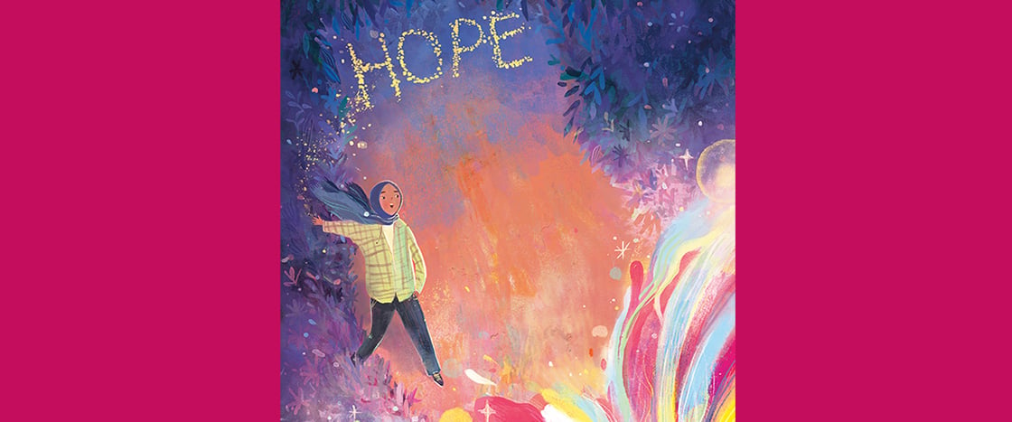 Image of a young girl with text, "Hope"