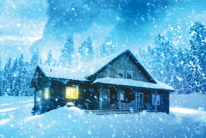 A snowy house