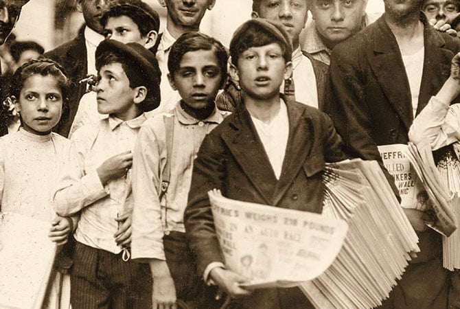 Vintage picture of paper boys