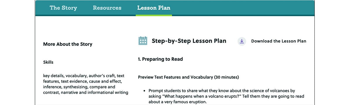 lesson plan page screenshot